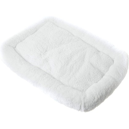 Long Rich HCT ERE-001 Super Soft Sherpa Crate Cushion Dog and Pet Bed, White, By Happycare Textiles, Standard style, 24 x 18 inches