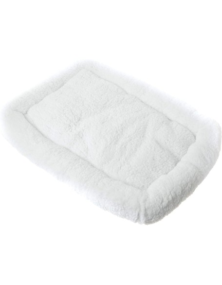 Long Rich HCT ERE-001 Super Soft Sherpa Crate Cushion Dog and Pet Bed, White, By Happycare Textiles, Standard style, 24 x 18 inches