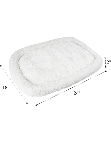 Long Rich HCT ERE-001 Super Soft Sherpa Crate Cushion Dog and Pet Bed, White, By Happycare Textiles, Standard style, 24 x 18 inches