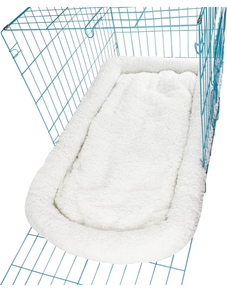 Long Rich HCT ERE-001 Super Soft Sherpa Crate Cushion Dog and Pet Bed, White, By Happycare Textiles, Standard style, 24 x 18 inches