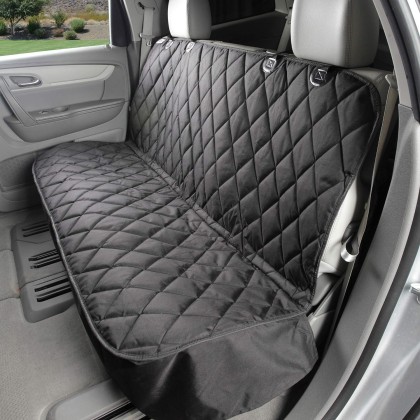 Dog Seat Cover Without Hammock for Cars, SUVs, and Small Trucks - Heavy Duty, Non Slip, Waterproof (Black)