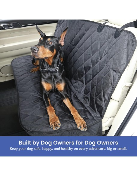 Dog Seat Cover Without Hammock for Cars, SUVs, and Small Trucks - Heavy Duty, Non Slip, Waterproof (Black)