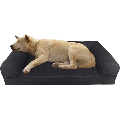 Premium Orthopedic Gel Memory Foam Pet Sofa Bed with Waterproof Liner and Canvas Cover Couch Lounger 47"X29"