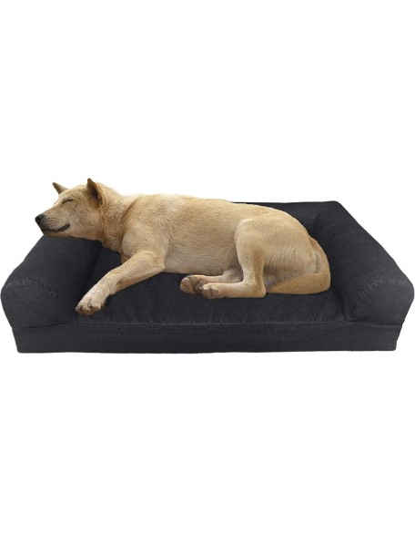 Premium Orthopedic Gel Memory Foam Pet Sofa Bed with Waterproof Liner and Canvas Cover Couch Lounger 47"X29"