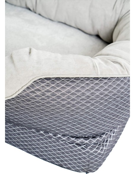 Snuggly Sleeper Large Gray Diamond Orthopedic Dog Bed with Solid Orthopedic Foam, Soft Cotton Bolster, and Ultra Soft Plush Sleeping Space - 40 x 30 Inches