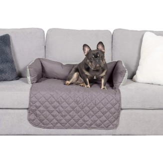 Water-Resistant & Reversible 30" Wide Seat Cover Protector for Dogs & Cats, Perfect for Couches, Beds, & Car Seats - Sofa Buddy Bolster Seating Protector - Gray/Mist, Medium