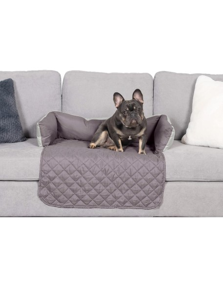 Water-Resistant & Reversible 30" Wide Seat Cover Protector for Dogs & Cats, Perfect for Couches, Beds, & Car Seats - Sofa Buddy Bolster Seating Protector - Gray/Mist, Medium