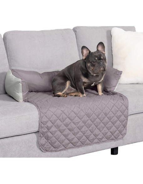 Water-Resistant & Reversible 30" Wide Seat Cover Protector for Dogs & Cats, Perfect for Couches, Beds, & Car Seats - Sofa Buddy Bolster Seating Protector - Gray/Mist, Medium