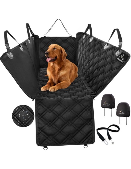 Dog Car Seat Cover, Heavy Duty Dog Seat Cover for Back Seat, Extra Padded Non-Slip Dog Hammock, Water-Resistant Back Seat Protector for Cars Trucks and SUVs (54" W x 58" L)