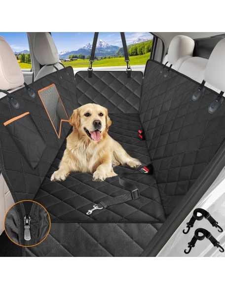 Dog Car Seat Cover for Back Seat,Waterproof Hammock with Mesh Window, Anti-Scratch Nonslip Car Seat Protector for Dogs, 600D Heavy Duty Dog Seat Cover for Cars Trucks and Suvs