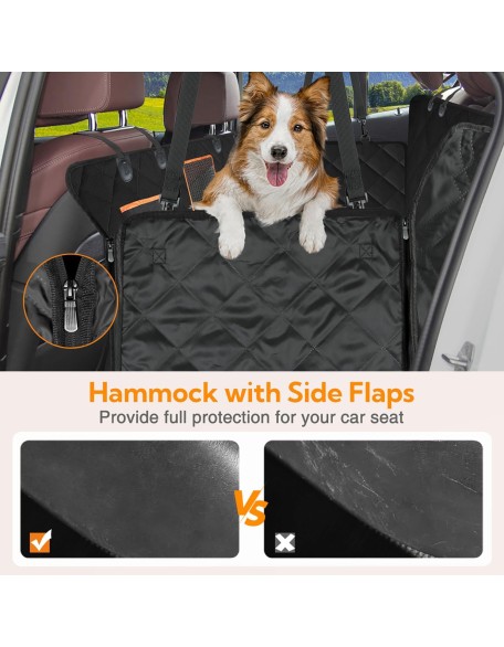 Dog Car Seat Cover for Back Seat,Waterproof Hammock with Mesh Window, Anti-Scratch Nonslip Car Seat Protector for Dogs, 600D Heavy Duty Dog Seat Cover for Cars Trucks and Suvs