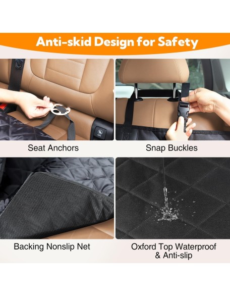 Dog Car Seat Cover for Back Seat,Waterproof Hammock with Mesh Window, Anti-Scratch Nonslip Car Seat Protector for Dogs, 600D Heavy Duty Dog Seat Cover for Cars Trucks and Suvs