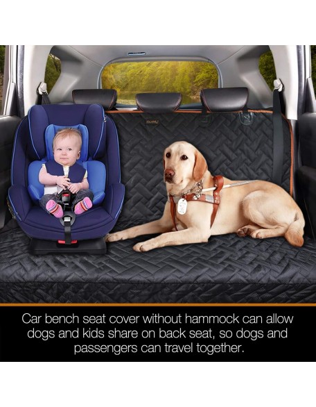 Bench Dog Seat Cover, Oxford Cloth Vehicle Seat Cover for Car/SUV/Small Truck, Universal Fit, Black, Waterproof, Heavy Duty, Nonslip, Machine Washable