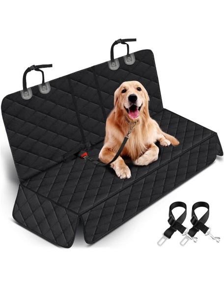 Dog Car Seat Cover, Back Seat Cover for Dogs Pet Car Seat Protector Waterproof Bench Car Seat Cover, Non-Slip Reat Seat Cover fits Middle Armrest for Most Cars Trucks SUVs - Black