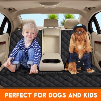 Dog Car Seat Cover, Back Seat Cover for Dogs Pet Car Seat Protector Waterproof Bench Car Seat Cover, Non-Slip Reat Seat Cover fits Middle Armrest for Most Cars Trucks SUVs - Black