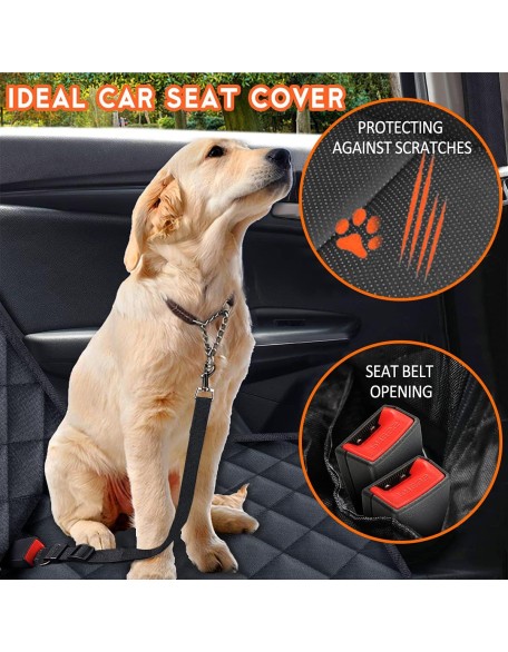 Dog Car Seat Cover, Back Seat Cover for Dogs Pet Car Seat Protector Waterproof Bench Car Seat Cover, Non-Slip Reat Seat Cover fits Middle Armrest for Most Cars Trucks SUVs - Black