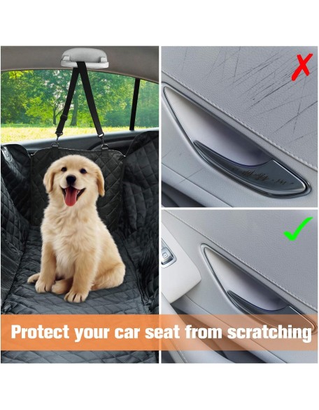 Dog Car Seat Cover with Mesh Window, 100% Waterproof Dog Seat Cover for Back Seat, Scratchproof Dog Hammock for Cars, Trucks, SUVs, Jeeps, Black