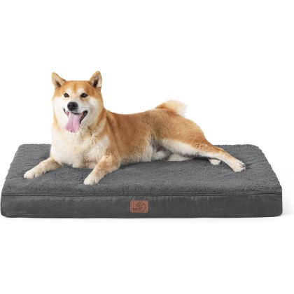 Large Dog Bed for Large Dogs - Big Orthopedic Dog Beds with Removable Washable Cover, Egg Crate Foam Pet Bed Mat, Suitable for Dogs Up to 65lbs, Dark Grey