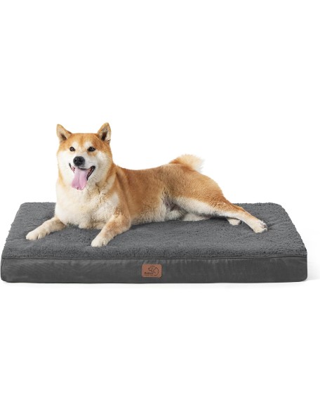 Large Dog Bed for Large Dogs - Big Orthopedic Dog Beds with Removable Washable Cover, Egg Crate Foam Pet Bed Mat, Suitable for Dogs Up to 65lbs, Dark Grey