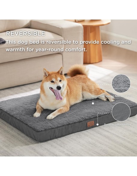 Large Dog Bed for Large Dogs - Big Orthopedic Dog Beds with Removable Washable Cover, Egg Crate Foam Pet Bed Mat, Suitable for Dogs Up to 65lbs, Dark Grey