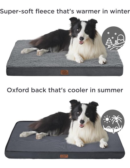 Large Dog Bed for Large Dogs - Big Orthopedic Dog Beds with Removable Washable Cover, Egg Crate Foam Pet Bed Mat, Suitable for Dogs Up to 65lbs, Dark Grey