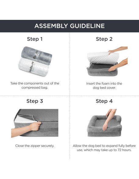 Orthopedic Dog Bed for Medium Dogs - Waterproof Dog Sofa Beds Medium, Supportive Foam Pet Couch Bed with Removable Washable Cover, Waterproof Lining and Nonskid Bottom, Grey