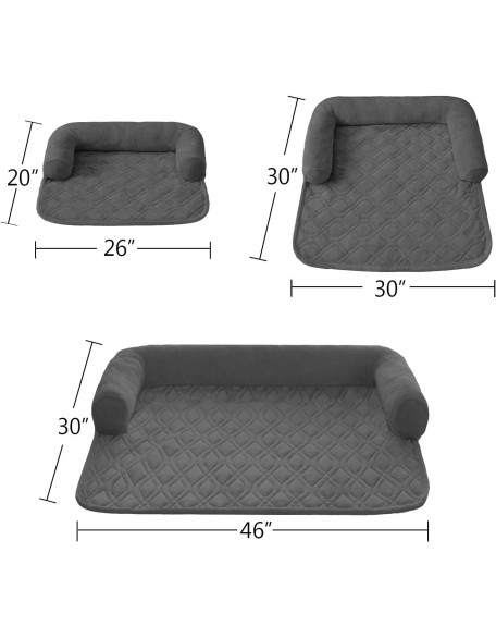 Pet Dog Bed Coral Fleece Furniture Cover with Anti-slip Back Suitable for Bed and Sofa Super Soft (Large-46 x30, Grey)