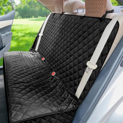 Waterproof Scratchproof Pet Bench Seat Covers for Cars, Trucks, SUVs, Nonslip Durable Back Seat Cover for Dogs, Washable Backseat Protection, Black