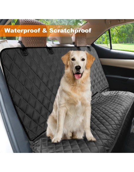 Waterproof Scratchproof Pet Bench Seat Covers for Cars, Trucks, SUVs, Nonslip Durable Back Seat Cover for Dogs, Washable Backseat Protection, Black