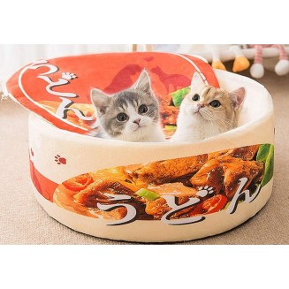 Noodle Dog Bed Cat Bed Pet Sofa,Keep Warm and Super Soft Creative Pet Nest,Waterproof Bottom Round Pet Bed for Small Cats and Small Dogs Removable Washable Cushion (Braised Beef Noodles)