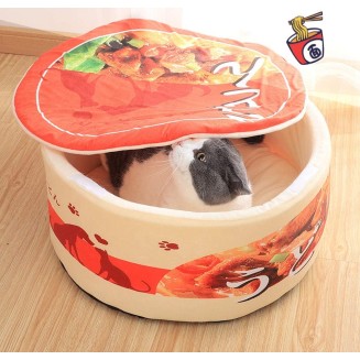 Noodle Dog Bed Cat Bed Pet Sofa,Keep Warm and Super Soft Creative Pet Nest,Waterproof Bottom Round Pet Bed for Small Cats and Small Dogs Removable Washable Cushion (Braised Beef Noodles)