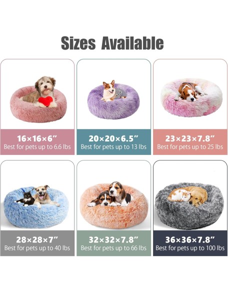  Cat Bed Dog Bed Round Cushion Pet Bed Mat Ultra Soft Plush Donut Sofa Comfortable Pillow Machine Washable Pet Cuddle Beds for Kitten Small Medium Large Dogs Cats 20" Khaki