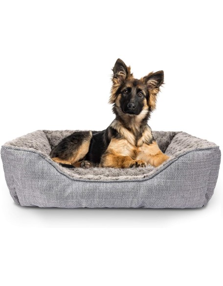 Dog Bed for Large Medium Small Dogs Soft Washable Pet Bed Orthopedic Dog Sofa Bed Breathable Rectangle Sleeping Bed Anti-Slip Bottom(30'', Grey)