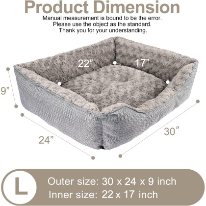 Dog Bed for Large Medium Small Dogs Soft Washable Pet Bed Orthopedic Dog Sofa Bed Breathable Rectangle Sleeping Bed Anti-Slip Bottom(30'', Grey)