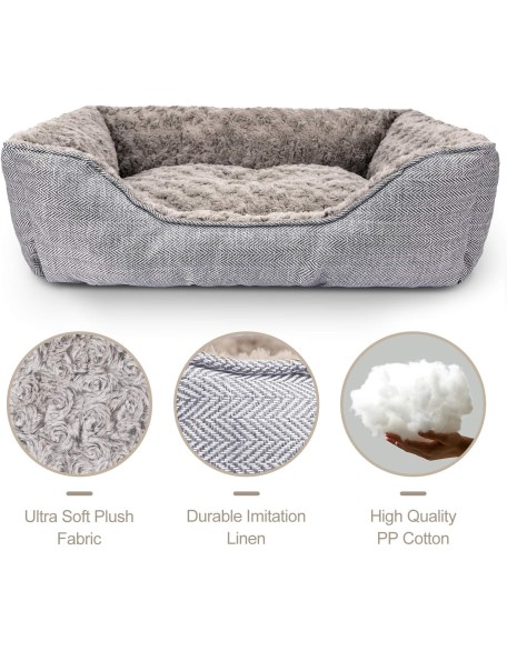 Dog Bed for Large Medium Small Dogs Soft Washable Pet Bed Orthopedic Dog Sofa Bed Breathable Rectangle Sleeping Bed Anti-Slip Bottom(30'', Grey)