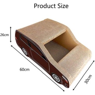 Brown Car Shape Cat Scratcher Corrugated Cardboard Scratching Board Cat Lounge Bed Toy House, Brown