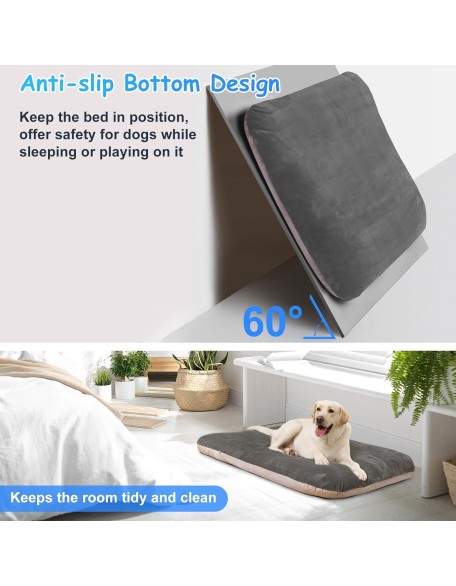 Magic Dog Super Soft Extra Large Dog Bed, 47 Inches Orthopedic Foam Dog Beds for XL Dogs, Jumbo Pet Bed with Anti Slip Bottom, Dog Sleeping Mattress with Removable and Washable Cover, Grey