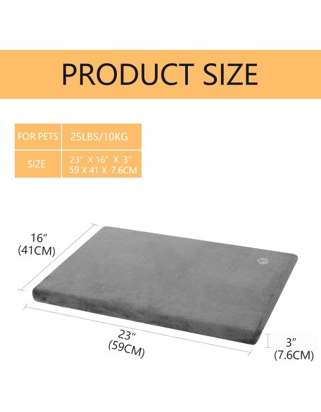 Stylish Dog Bed Mat Dog Crate Pad Mattress Reversible (Cool & Warm), Water Proof Linings, Removable Machine Washable Cover, Firm Support Pet Crate Bed for Small to XX-Large Dogs, Grey