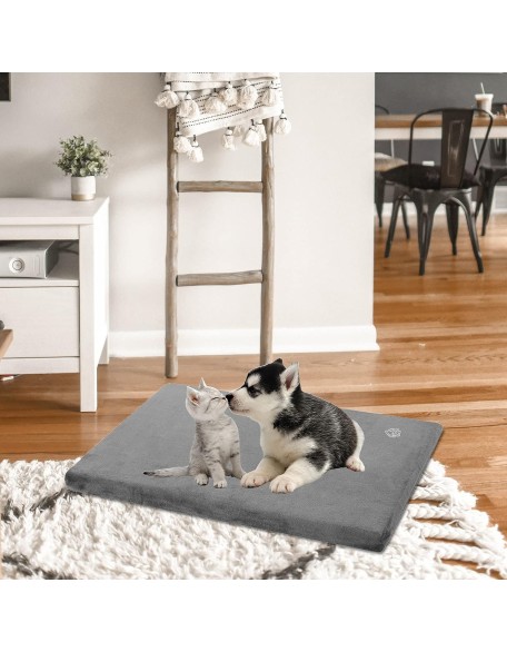 Stylish Dog Bed Mat Dog Crate Pad Mattress Reversible (Cool & Warm), Water Proof Linings, Removable Machine Washable Cover, Firm Support Pet Crate Bed for Small to XX-Large Dogs, Grey