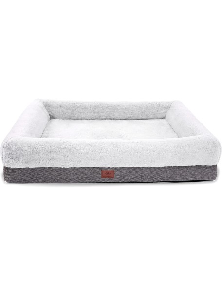 Orthopedic Dog Bed for Medium Dogs, Bolster Sides Dog Sofa Bed with Removable Washable Cover & Non-Skid Bottom, Soft Pet Bed with Egg Foam Dog Couch for Sleeping, 31 x 25 Inch, Gray