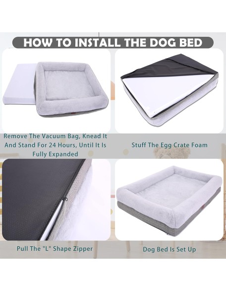 Orthopedic Dog Bed for Medium Dogs, Bolster Sides Dog Sofa Bed with Removable Washable Cover & Non-Skid Bottom, Soft Pet Bed with Egg Foam Dog Couch for Sleeping, 31 x 25 Inch, Gray