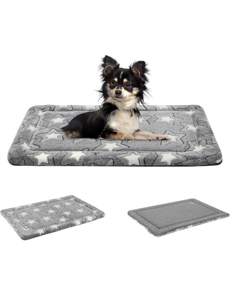 Dog Bed Mat Dog Crate Pad Reversible (Cool & Warm), Machine Washable Dog Crate Mat, Kennel Pad for Dog Sleeping Mattress for Large Medium Small Dogs, Grey