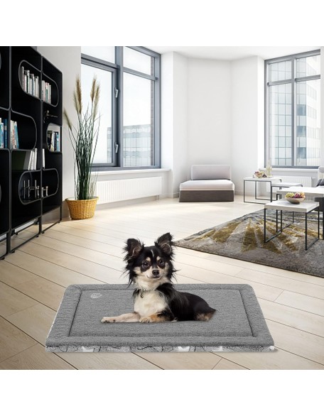 Dog Bed Mat Dog Crate Pad Reversible (Cool & Warm), Machine Washable Dog Crate Mat, Kennel Pad for Dog Sleeping Mattress for Large Medium Small Dogs, Grey