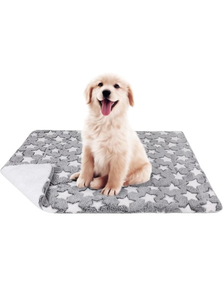 Lucky Monet Reversible Dog Crate Pads Washable Ultra Soft Dog Bed Mat Plush Cat Pet Kennel Pad Sleeping Cushion Pad for for Large Medium Small Dogs, 15.7"x19.7", Gray