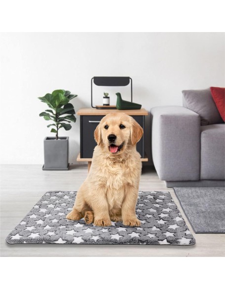 Lucky Monet Reversible Dog Crate Pads Washable Ultra Soft Dog Bed Mat Plush Cat Pet Kennel Pad Sleeping Cushion Pad for for Large Medium Small Dogs, 15.7"x19.7", Gray