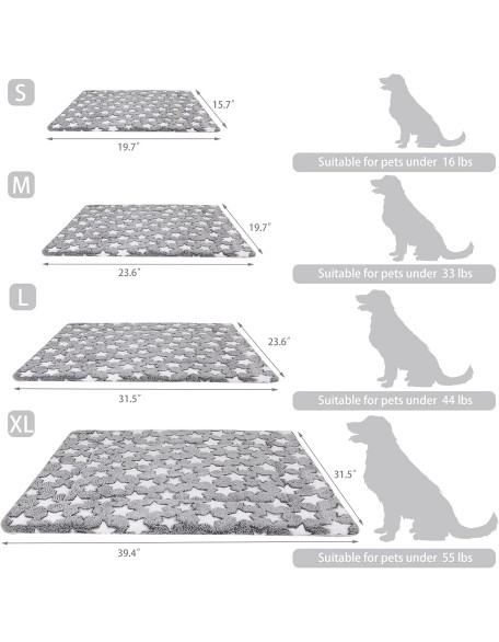 Lucky Monet Reversible Dog Crate Pads Washable Ultra Soft Dog Bed Mat Plush Cat Pet Kennel Pad Sleeping Cushion Pad for for Large Medium Small Dogs, 15.7"x19.7", Gray