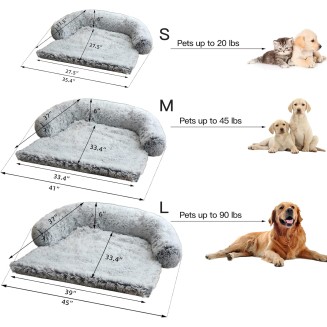 Calming Dog Bed Fluffy Plush Dog Mat for Furniture Protector with Removable Washable Cover for Large Medium Small Dogs and Cats (Large, Light Grey)