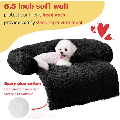 Dog Sofa Bed Mat Cover Soft Plush, Couch Cover for Dogs Dog Mat for Furniture Protector Pet Sofa Mat for Dogs, Dog Furniture Bed Sofa Cushion Washable Dogs Bed Mats(X-Large Black)