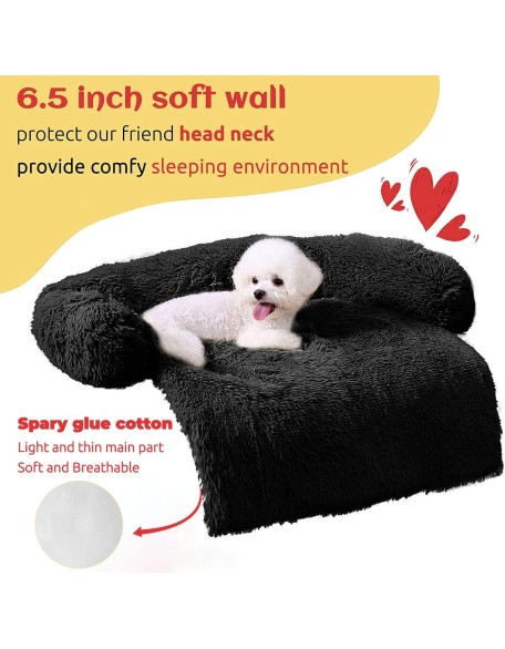 Dog Sofa Bed Mat Cover Soft Plush, Couch Cover for Dogs Dog Mat for Furniture Protector Pet Sofa Mat for Dogs, Dog Furniture Bed Sofa Cushion Washable Dogs Bed Mats(X-Large Black)