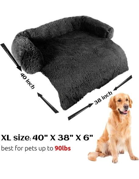 Dog Sofa Bed Mat Cover Soft Plush, Couch Cover for Dogs Dog Mat for Furniture Protector Pet Sofa Mat for Dogs, Dog Furniture Bed Sofa Cushion Washable Dogs Bed Mats(X-Large Black)